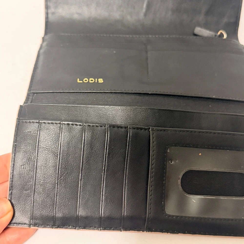 Lodis‎ Leather Classic Flap Snap Wallet Trifold Purse- Caramel Brown Card Holder